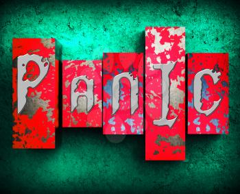 Panic Word Showing Anxiety Panicking 3d Illustration
