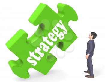 Strategy Piece Showing Business Solutions Goals And Planning 3d Rendering
