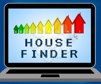 House Finder Laptop Representing Finders Home And Found