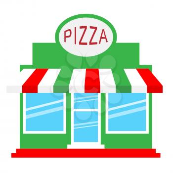 Pizza Shop Icon Displays Pizzeria Restaurant 3d Illustration