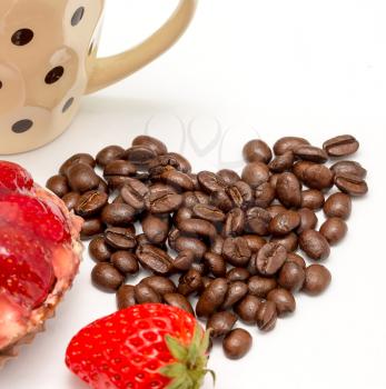 Strawberry Tart Coffee Representing Fruit Pie And Barista