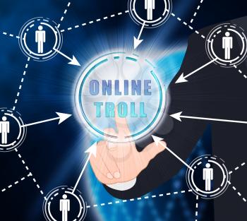 Online Troll Rude Sarcastic Threat 2d Illustration Shows Cyberspace Bully Tactics By Trolling Cyber Predators