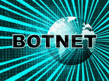 Botnet Illegal Scam Network Fraud 3d Illustration Shows Computer Cybercrime Hacking And Spyware Privacy Risk