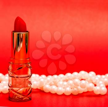 Red Lipstick Showing Beauty Product And Cosmetology
