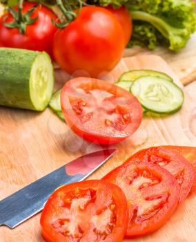 Tomato Sliced Showing Fresh Salads And Tomatoes
