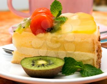 Fresh Strawberry Cake Representing Food Gourmet And Indulgence