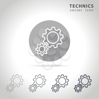 Technical outline icon set, collection of cogwheel outline icons, vector illustration