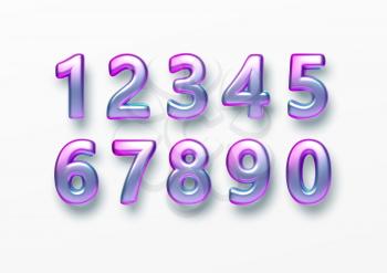 Realistic 3d golden font color rainbow holographic numbers isolated on white background. Design element for holiday greeting flyers, banners, certificates, postcards. Vector illustration EPS10