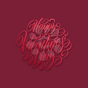 Festive sparkle layout template design Glitter Lettering Happy Valentine day card. Vector illustration EPS10