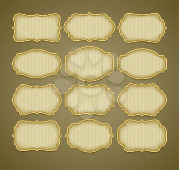 Set of vintage gold label frames. Vector illustration EPS10