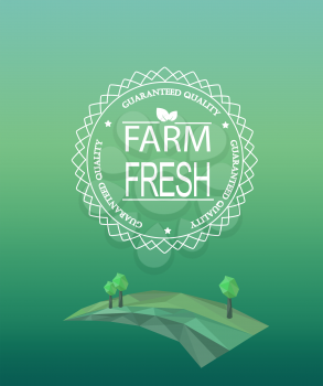 Vector farm fresh logotype in outline style. Geometric crystal farmer field and trees.