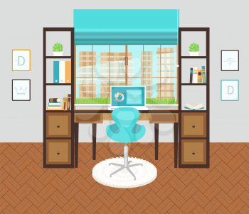 Interior office roomor working area.Vector illustration for design
