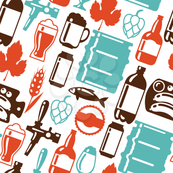 Seamless pattern with beer icons and objects.