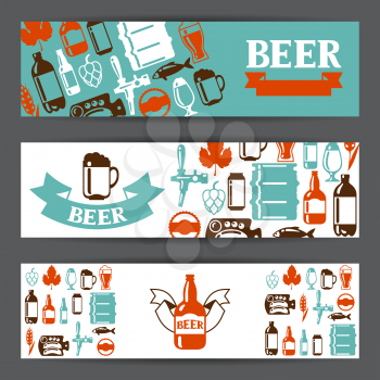 Banners design with beer icons and objects.