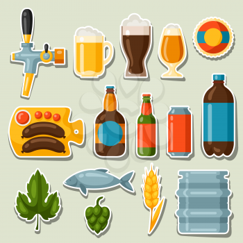 Beer stickers and objects set for design.