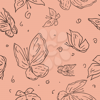 Abstract hand draw butterfly seamless pattern background.