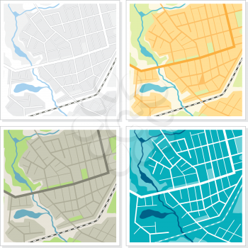 Set of 4 abstract maps.