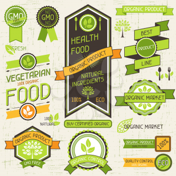 Organic food banners. Set of labels and stickers.