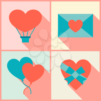 Valentine's and Wedding background in flat design style.