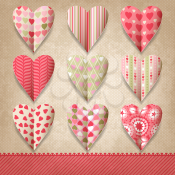 Scrap template of vintage design with hearts.