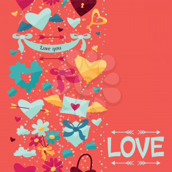 Seamless pattern with Valentine's and Wedding icons.