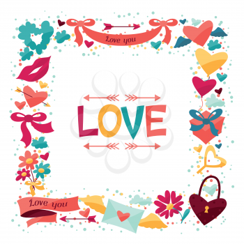Background design with Valentine's and Wedding icons.