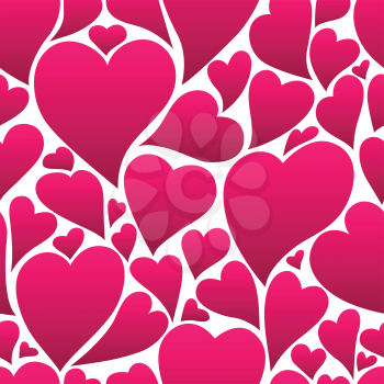 Happy Valentine Day seamless pattern. Pink hearts shape. Love romantic background. weeding design.
