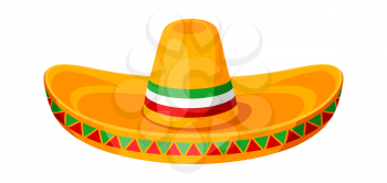 Mexican sombrero illustration of traditional national hat.