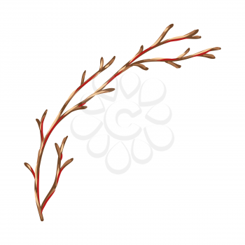 Illustration of dry branch. Stylized hand drawn image in retro style.