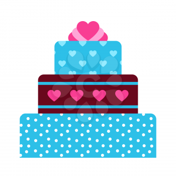 Illustration of wedding cake. Romantic stylized icon, symbol of marriage.