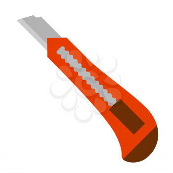 Illustration of stationery knife. Tool for repair and construction.