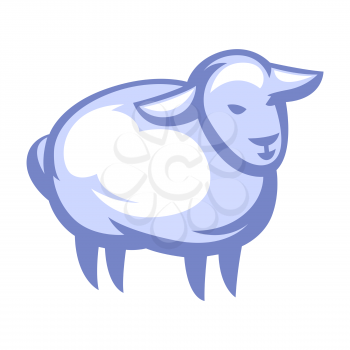 Illustration of stylized sheep. Icon, emblem or label for natural products.