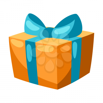 Illustration of colorful gift box. Holiday packaging icon in cartoon style.