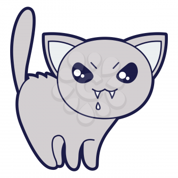 Illustration of cat in cartoon style. Happy Halloween angry character. Symbol of holiday in comic style.