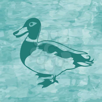 Funny spring Wallpaper with a duck on green background. The blur and stain.