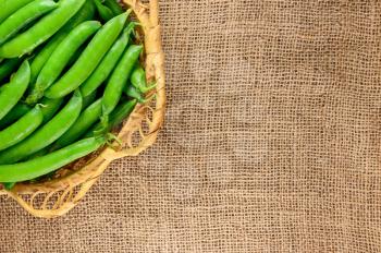 Green peas in the basket. design element