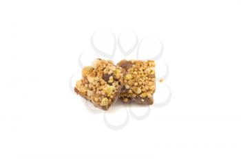 Chocolate walnut cookies isolated on white background
