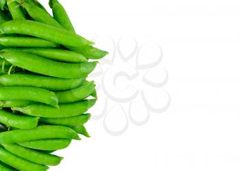 Pile of green peas. Design element isolated on white background