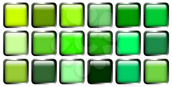 Beautiful glossy buttons in the green spectrum.