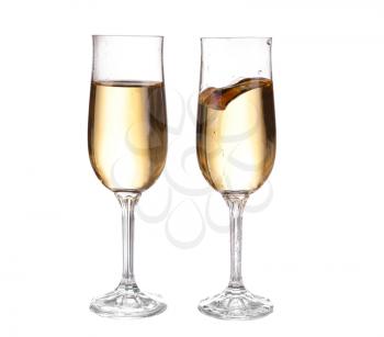 Two glasses of champagne. Isolated on white backgroun