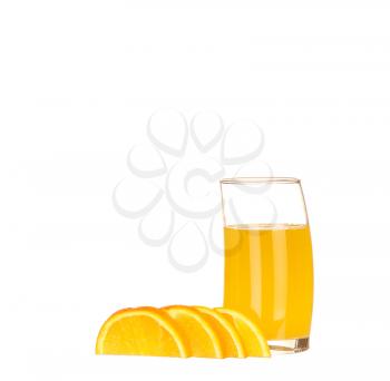 Orange juice in highball glass. Isolated on white background