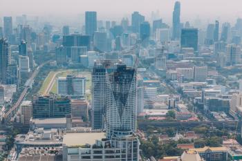 BANGKOK FEBRUARY 7 2016 : top view of sathorn district, sathorn district is one of 50 districts of Bangkok it bound by six other districts,large area and population. Bangkok Thailand.
