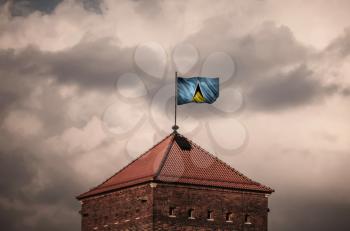 Flag with original proportions. Closeup of grunge flag of Saint_Lucia