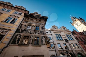 Prague, Czechia - 10.08.2019. The architecture of the old city of Prague. Ancient buildings, cozy streets.