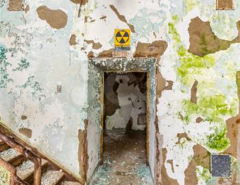 Doorway to Fallout Shelter inside Trans-Allegheny Lunatic Asylum in Weston, West Virginia, USA