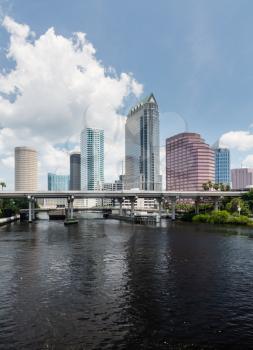 Florida skyline at Tampa taken from Platt Street Bridge in summer during the day