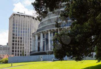New Zealand Parliament government building known as Beehive in Wellington