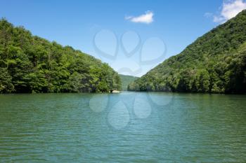 Calm warm water on Cheat Lake near Morgantown, West Virginia
