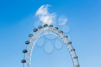 LONDON, UK - OCTOBER 1, 2015: Detail of London Eye  on South Bank of River Thames in London England