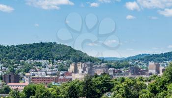 Panorama of the city skyline of Clarksburg in West Virginia, USA
